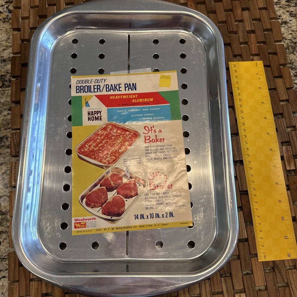 Vintage Happy Home Aluminum Baking Broiler Pan NOS New 14x10x2 Made In USA